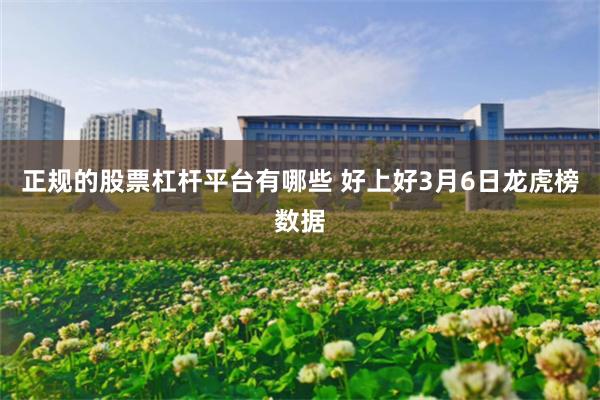 正规的股票杠杆平台有哪些 好上好3月6日龙虎榜数据