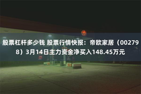 股票杠杆多少钱 股票行情快报:帝欧家居(002798)3月14日主力资金净买入148.45万元