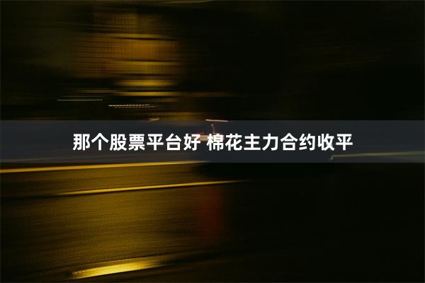 那个股票平台好 棉花主力合约收平