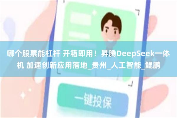 哪个股票能杠杆 开箱即用！昇腾DeepSeek一体机 加速创新应用落地_贵州_人工智能_鲲鹏