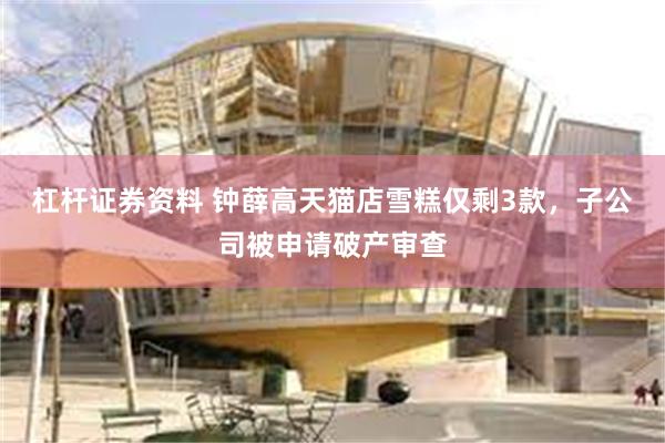 杠杆证券资料 钟薛高天猫店雪糕仅剩3款，子公司被申请破产审查