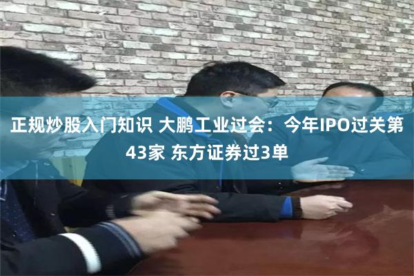 正规炒股入门知识 大鹏工业过会：今年IPO过关第43家 东方证券过3单